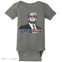President Donald Trump Merica Patriotic USA Flag Baby Bodysuit thumb 0