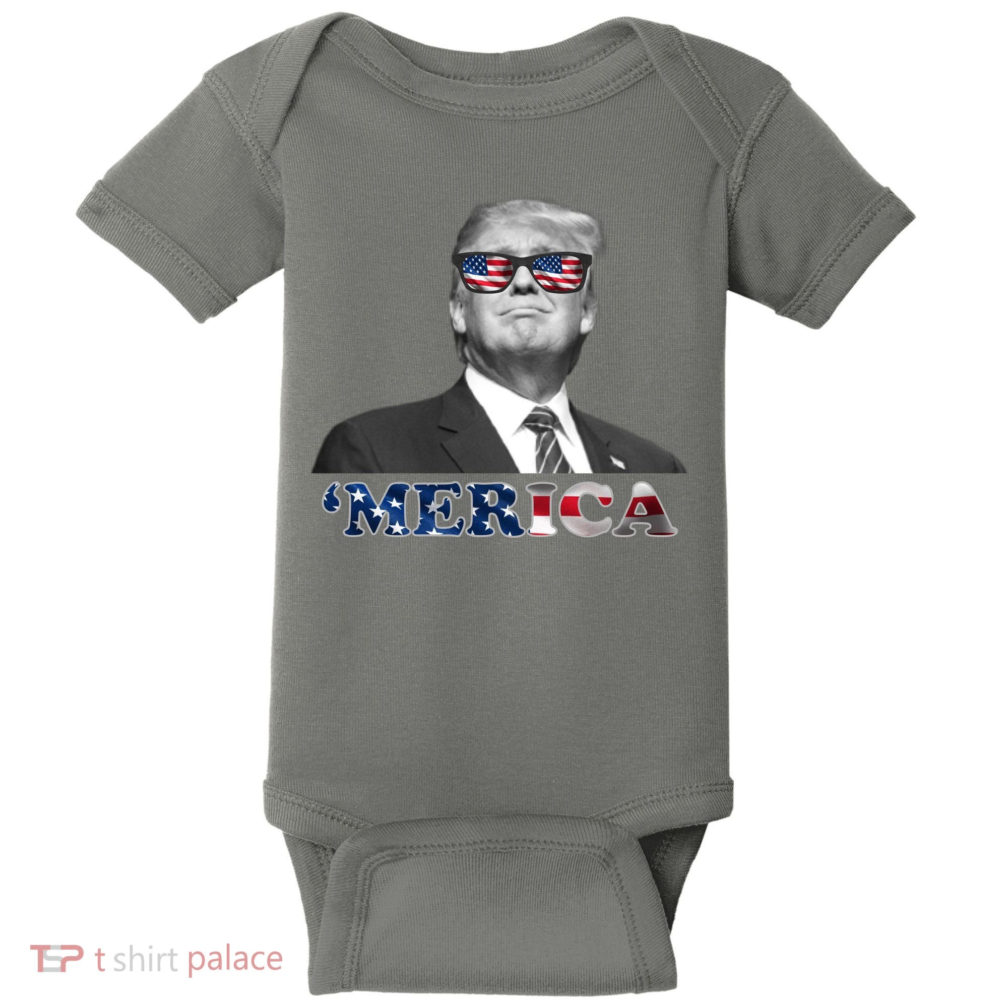 President Donald Trump Merica Patriotic USA Flag Baby Bodysuit