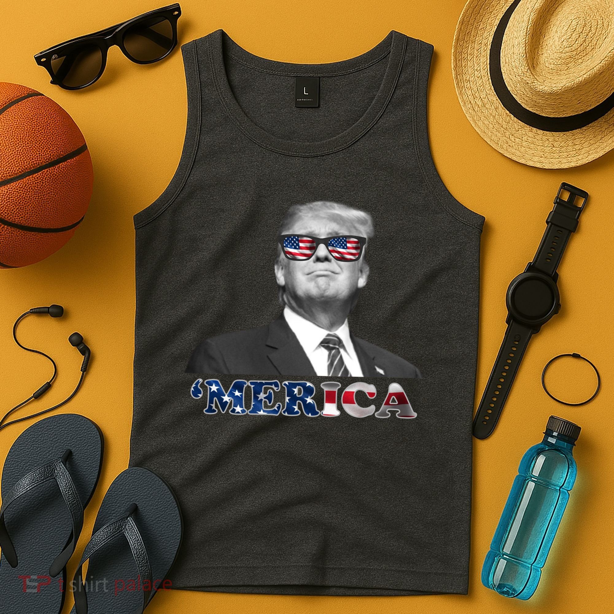 President Donald Trump Merica Patriotic USA Flag Tank Top