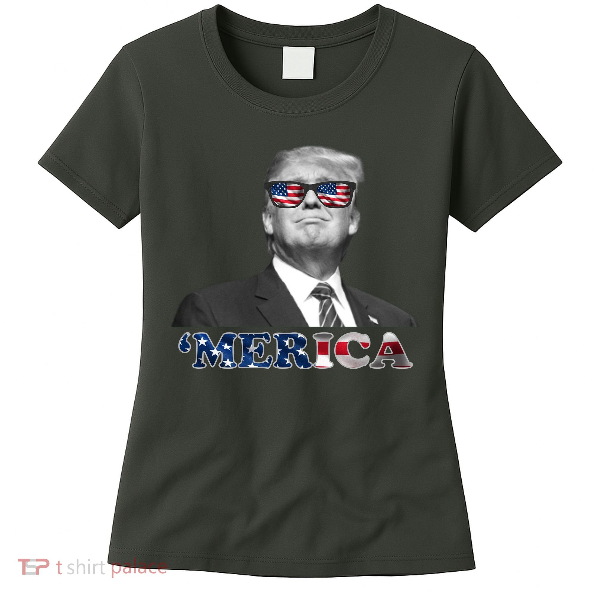 President Donald Trump Merica Patriotic USA Flag Women's T-Shirt