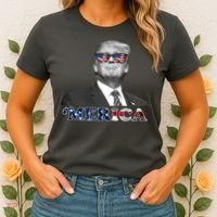 President Donald Trump Merica Patriotic USA Flag Women's T-Shirt thumb 2