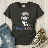 President Donald Trump Merica Patriotic USA Flag Women's T-Shirt thumb 3