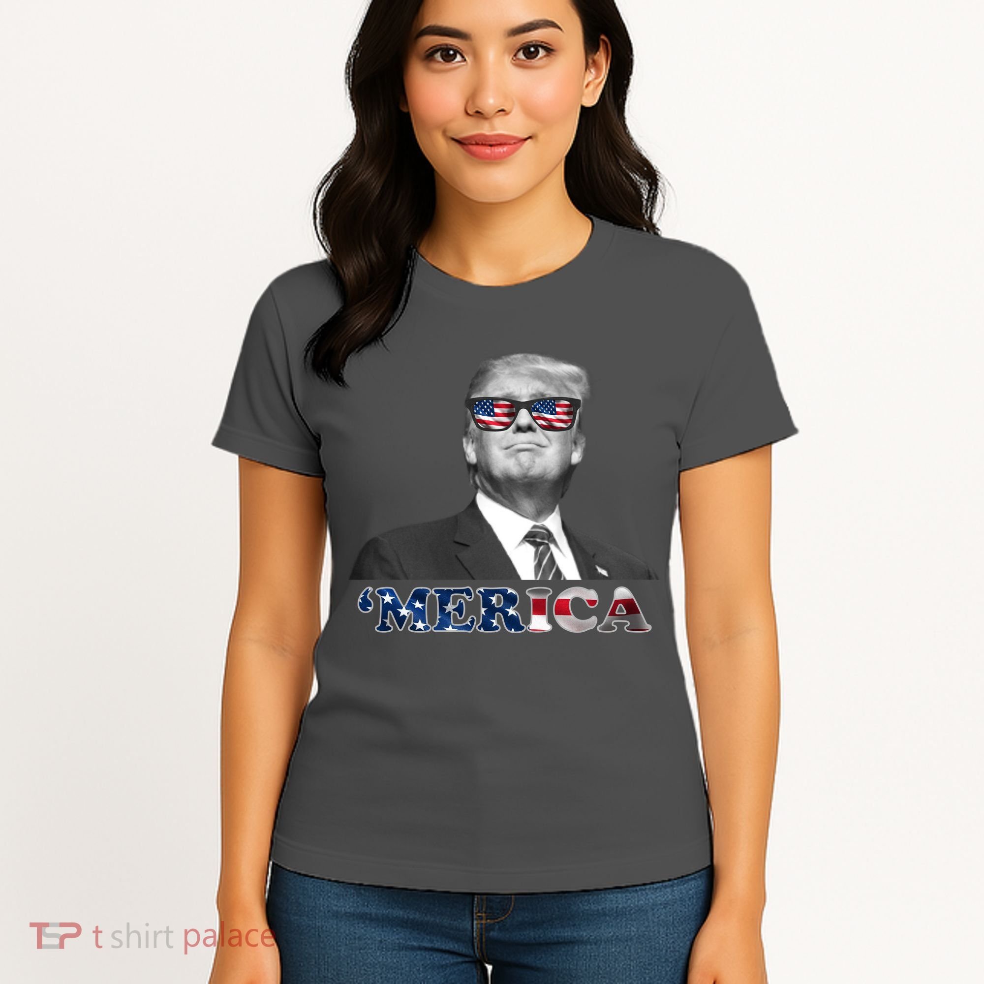 President Donald Trump Merica Patriotic USA Flag Women's T-Shirt