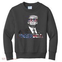 President Donald Trump Merica Patriotic USA Flag Kids Sweatshirt thumb 0