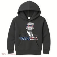 President Donald Trump Merica Patriotic USA Flag Kids Hoodie thumb 0