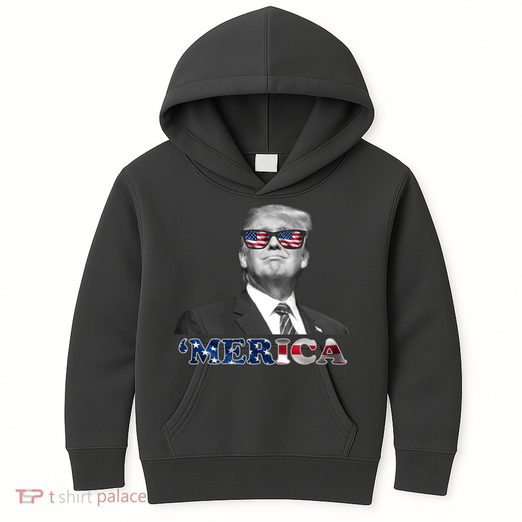 President Donald Trump Merica Patriotic USA Flag Kids Hoodie