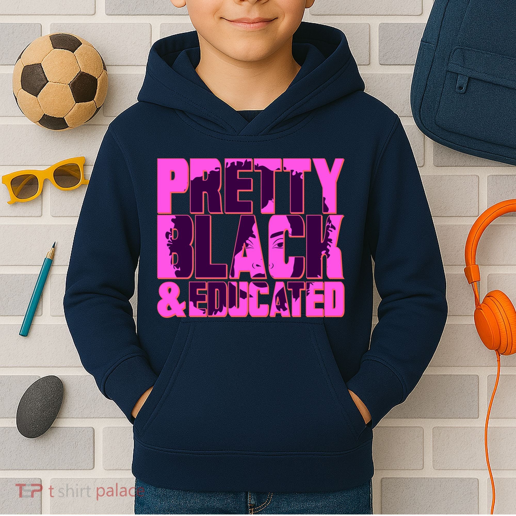 Pretty Black & Educated Black History Month Kids Hoodie