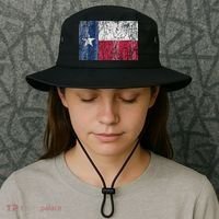 Patriotic Retro Flag Of Texas Bucket Hat thumb 3