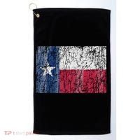 Patriotic Retro Flag Of Texas Golf Towel thumb 0