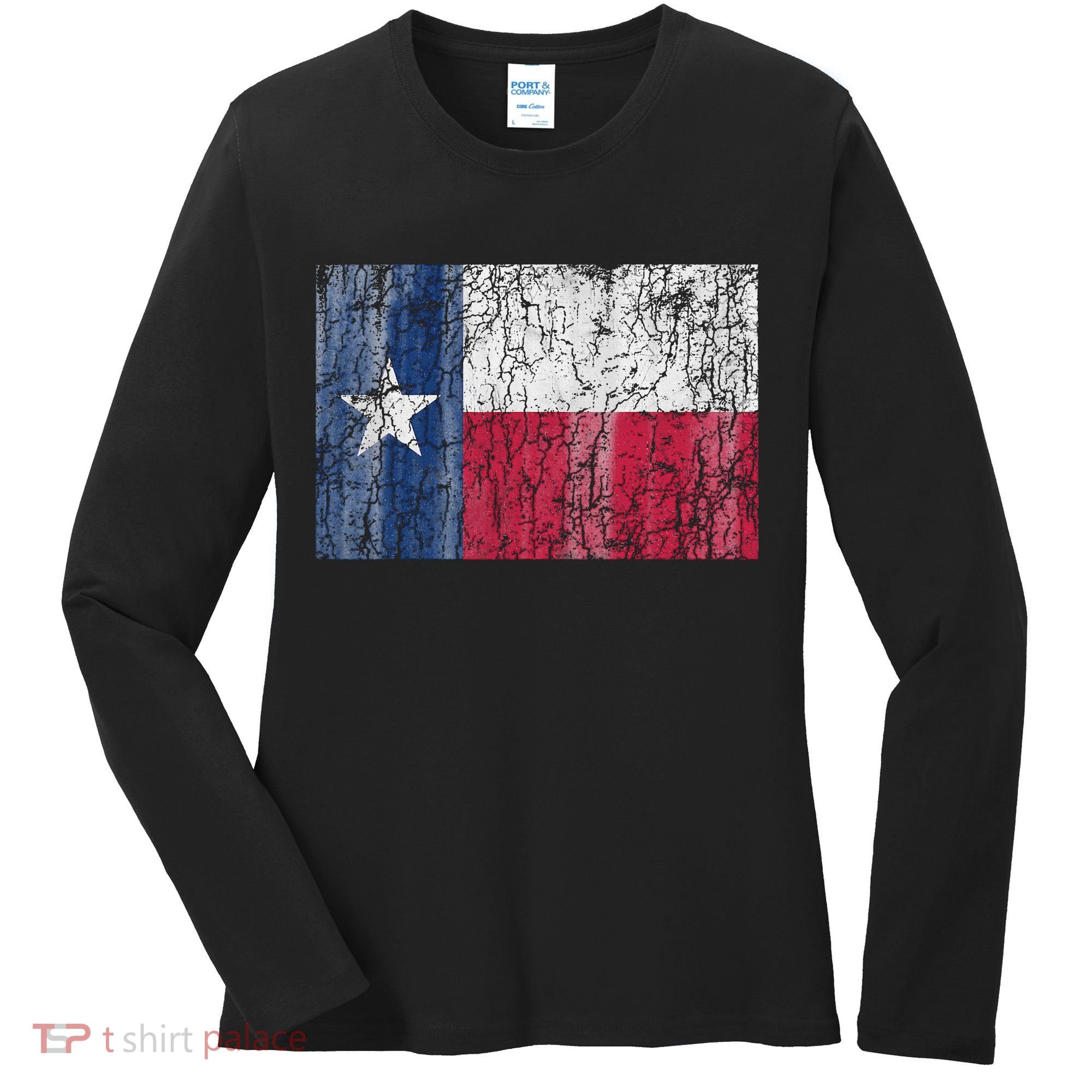 Patriotic Retro Flag Of Texas Women's Long Sleeve Shirt