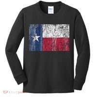 Patriotic Retro Flag Of Texas Kids Long Sleeve Shirt thumb 0