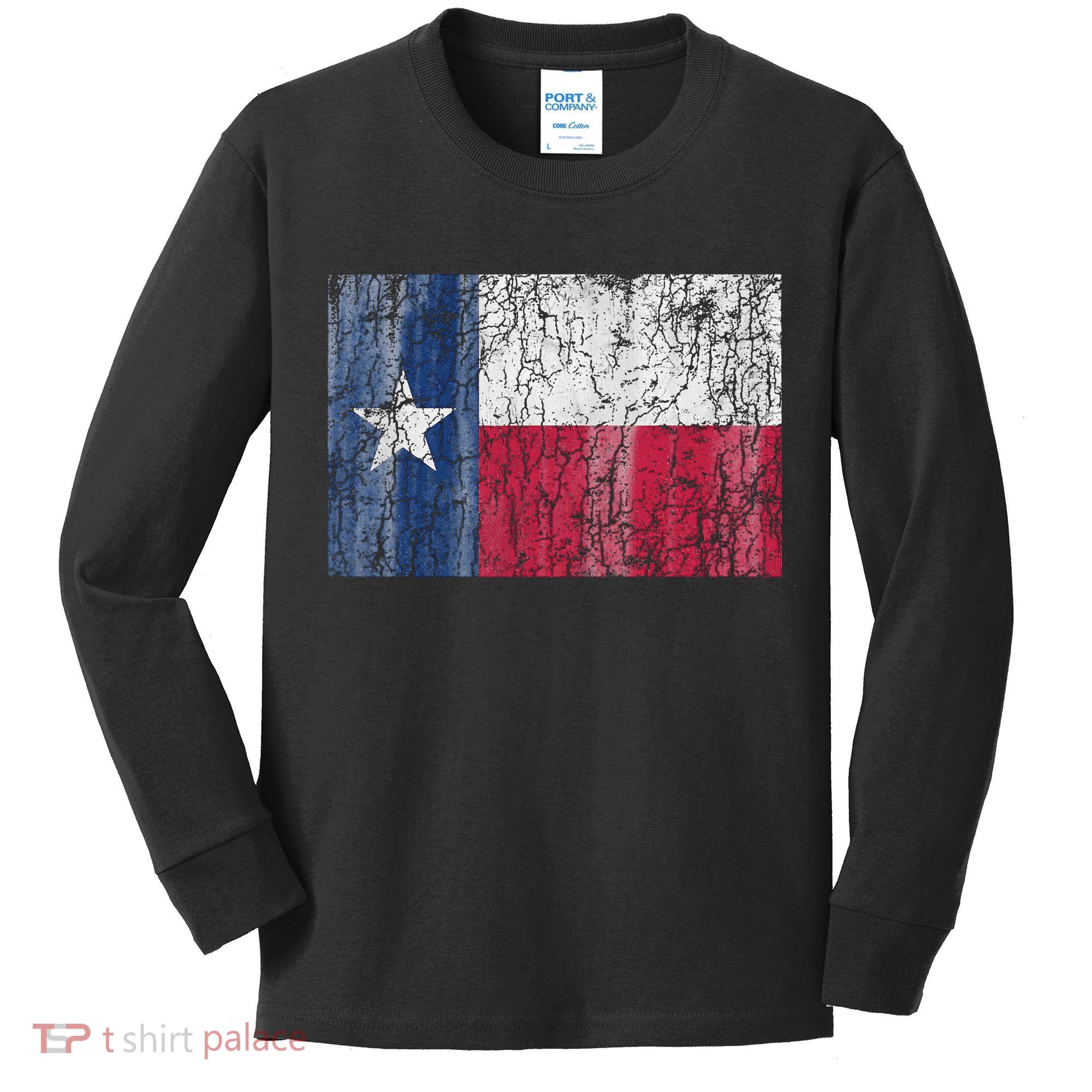 Patriotic Retro Flag Of Texas Kids Long Sleeve Shirt