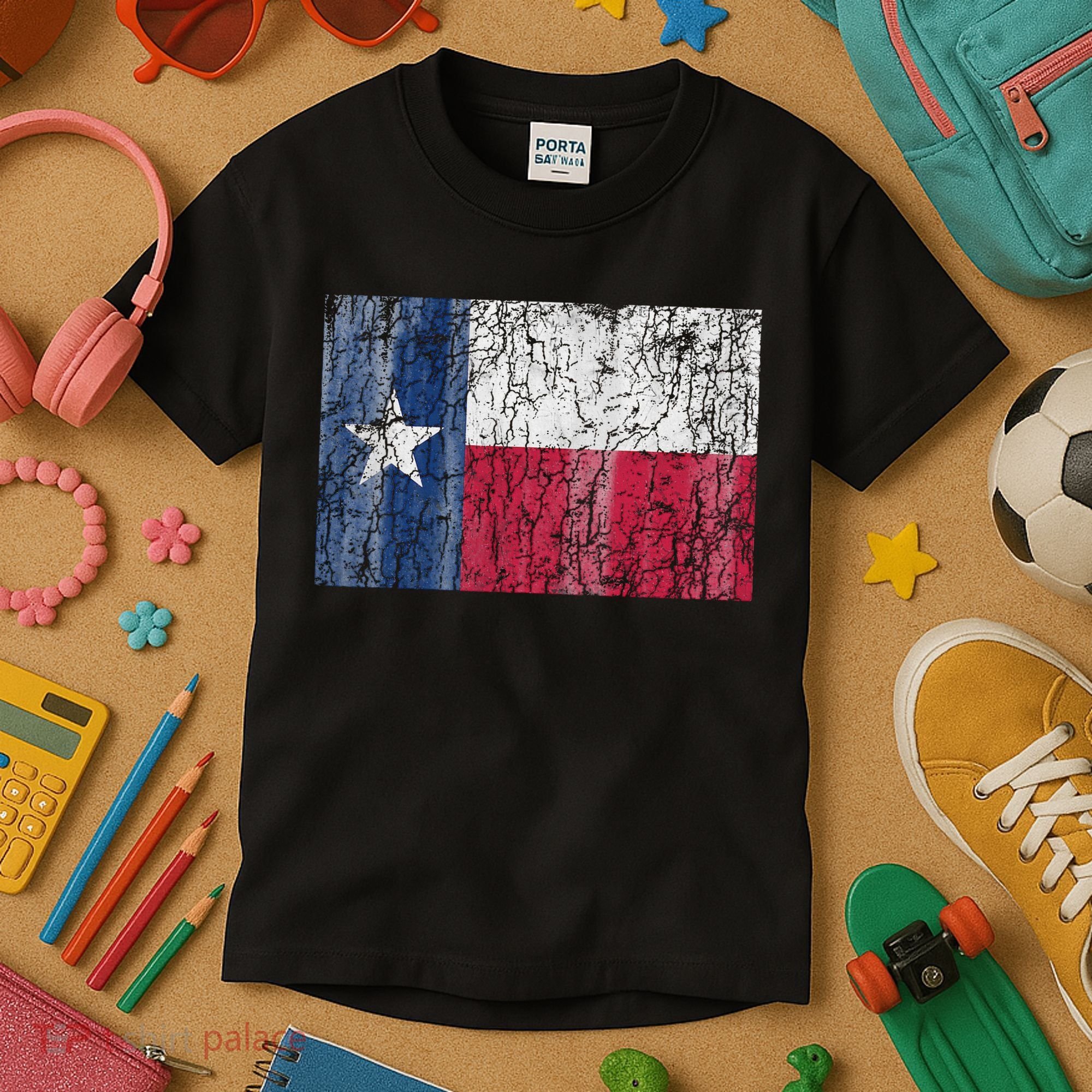 Patriotic Retro Flag Of Texas Kids T-Shirt