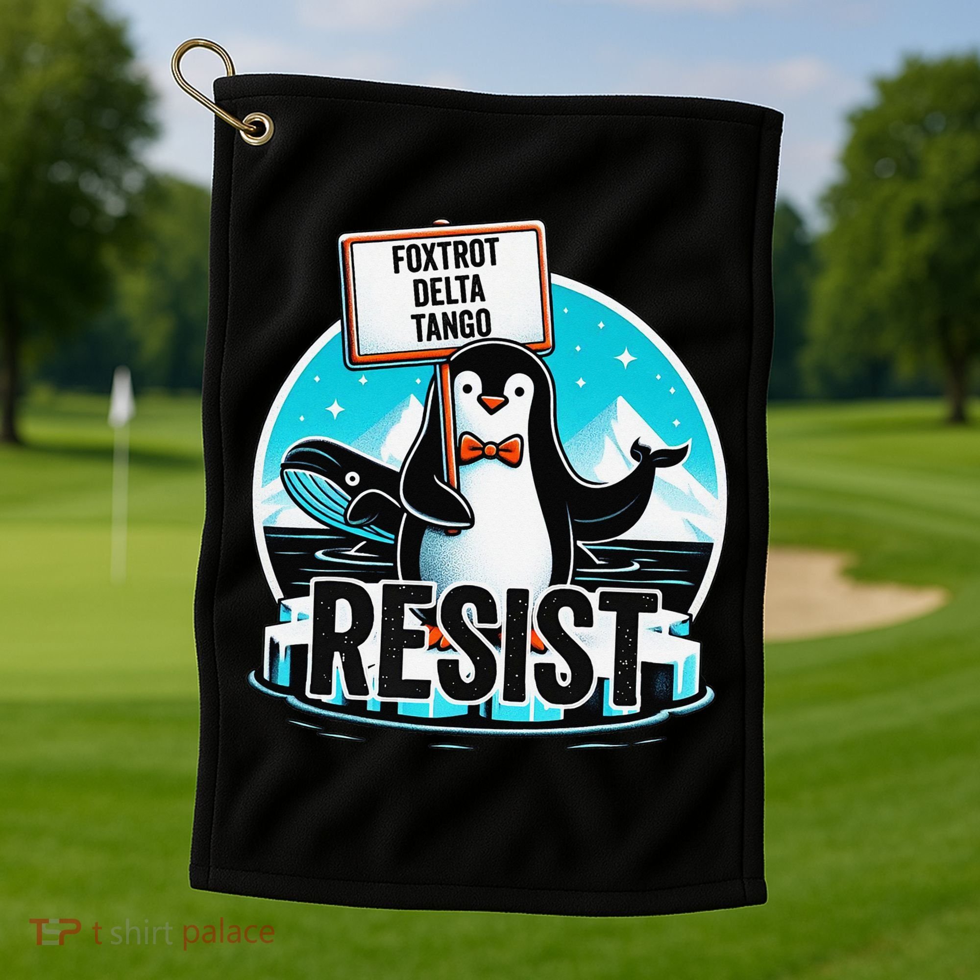 Penguin Resist Funny Foxtrots Deltas Tangos Golf Towel