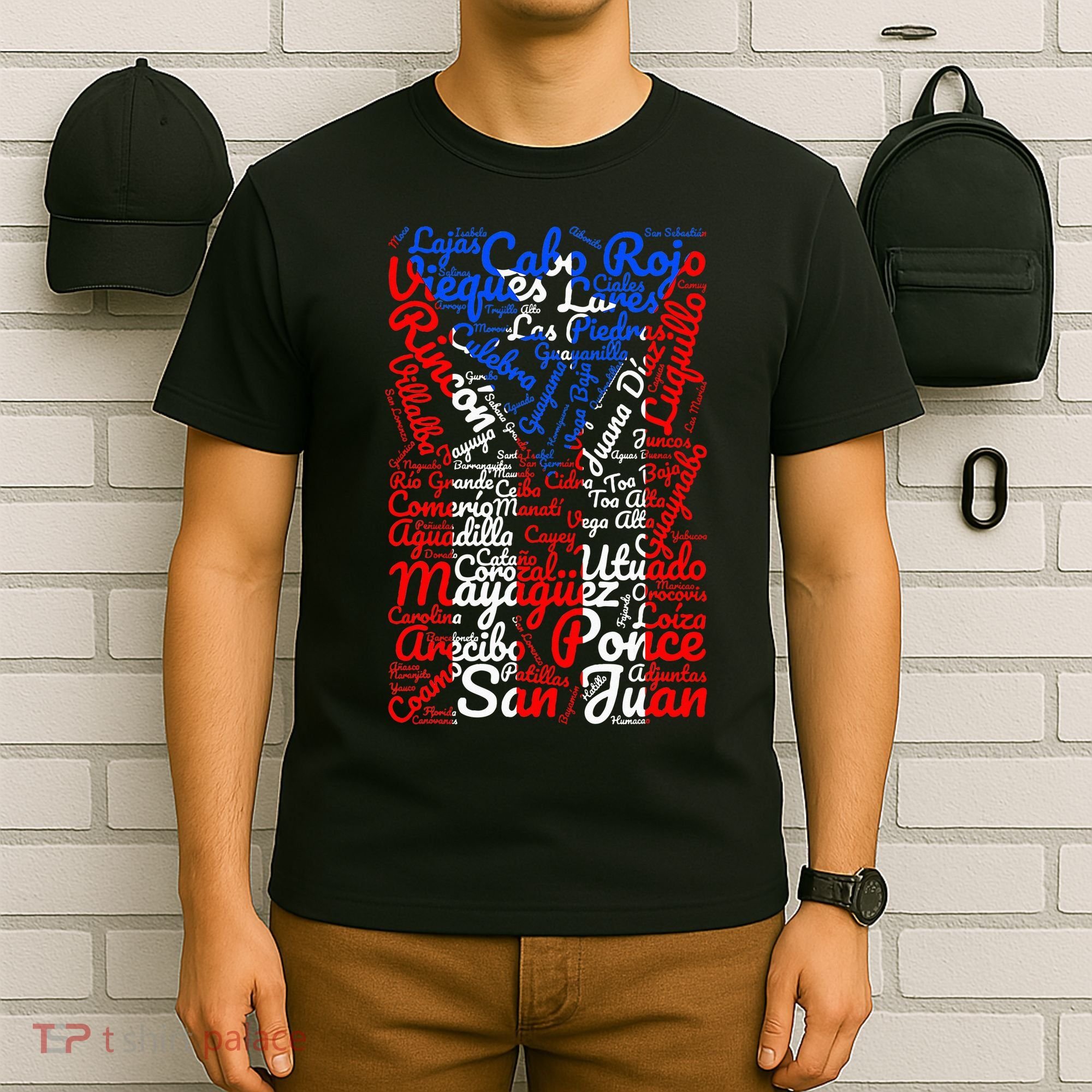 Puerto Rican Flag Towns n Cities Of Puerto Rico T-Shirt
