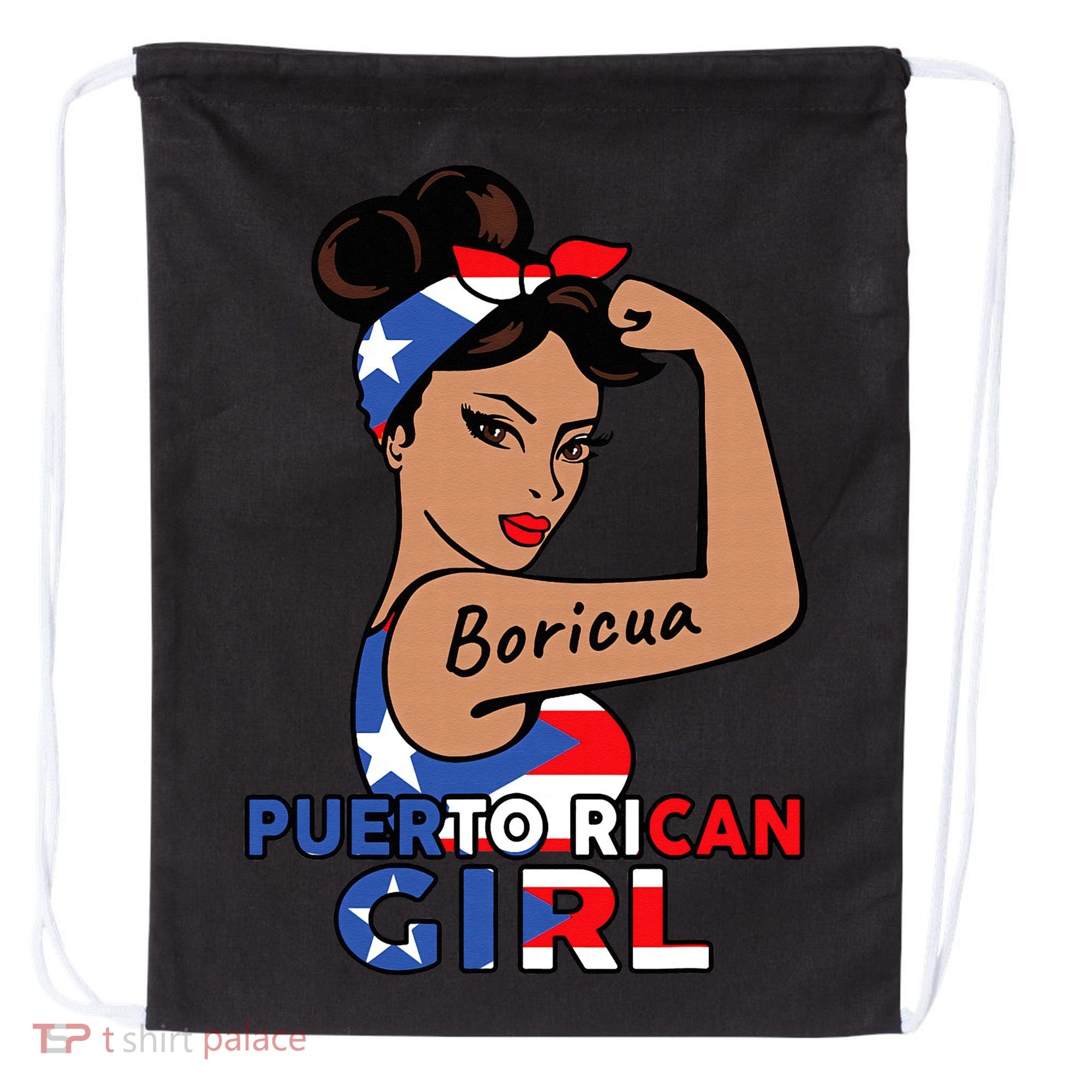 Puerto Rico Flag  Puerto Rican Boricua Drawstring Bag