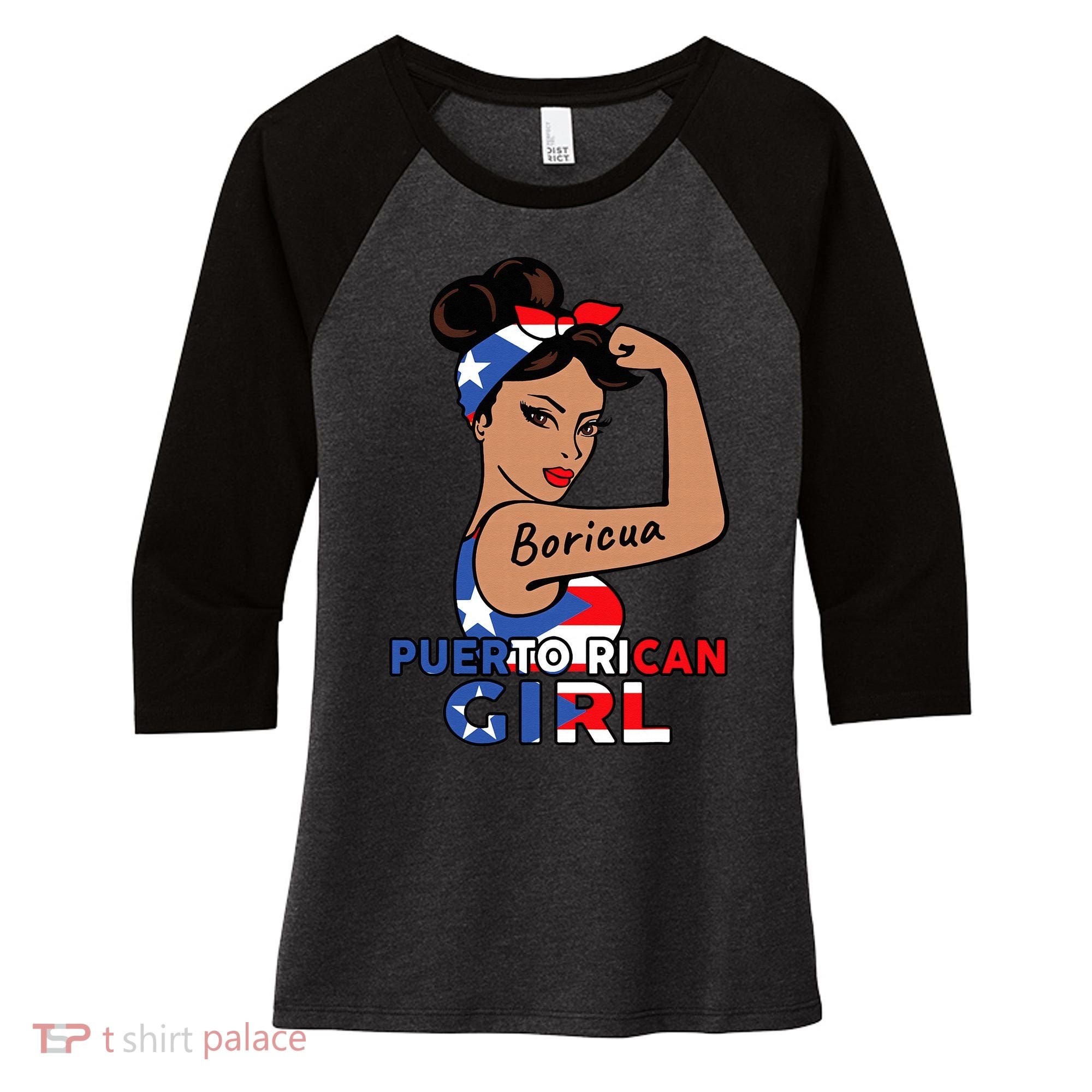 Puerto Rico Flag  Puerto Rican Boricua Women's Tri-Blend 3/4-Sleeve Raglan Shirt