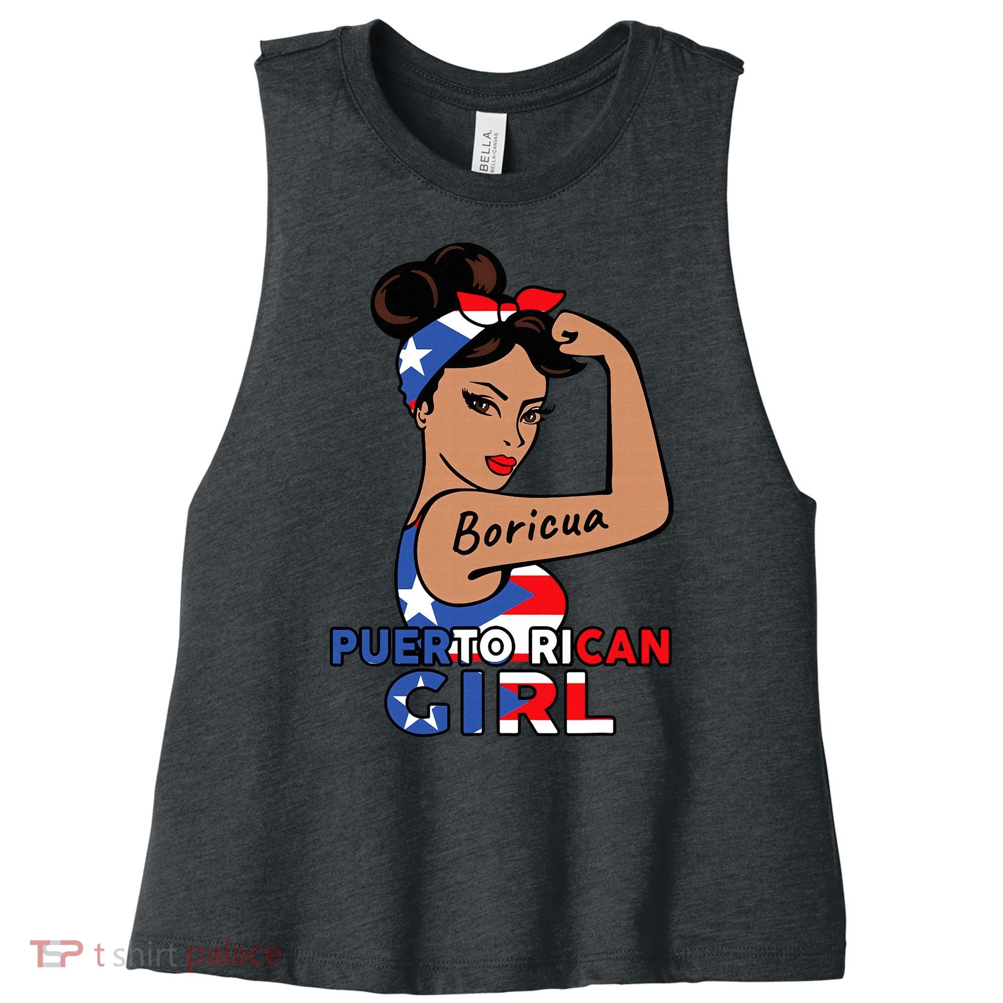 Puerto Rico Flag  Puerto Rican Boricua Women's Racerback Cropped Tank