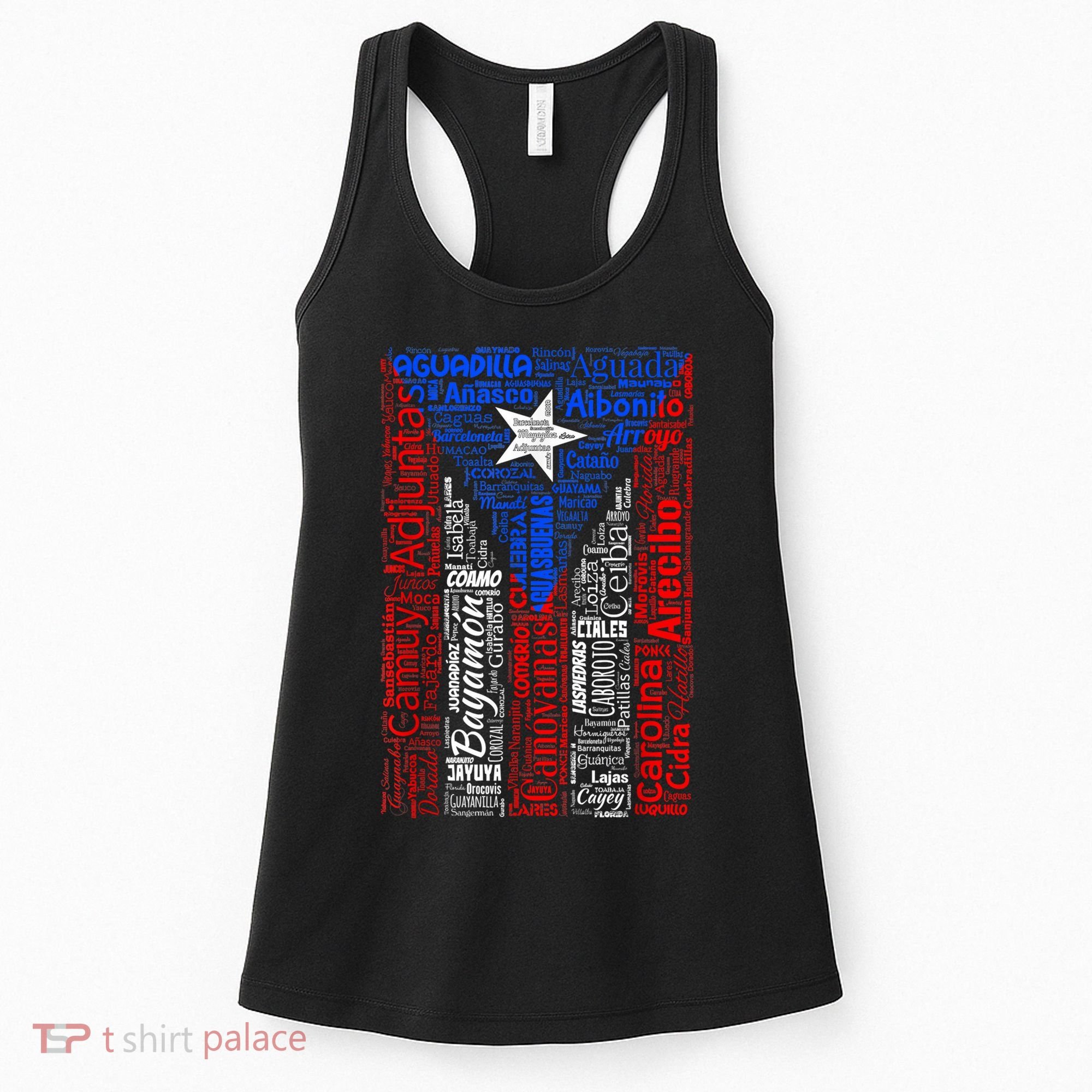 Puerto Rican Flag With Towns And Cities Of Puerto Rico Women's Tank Top