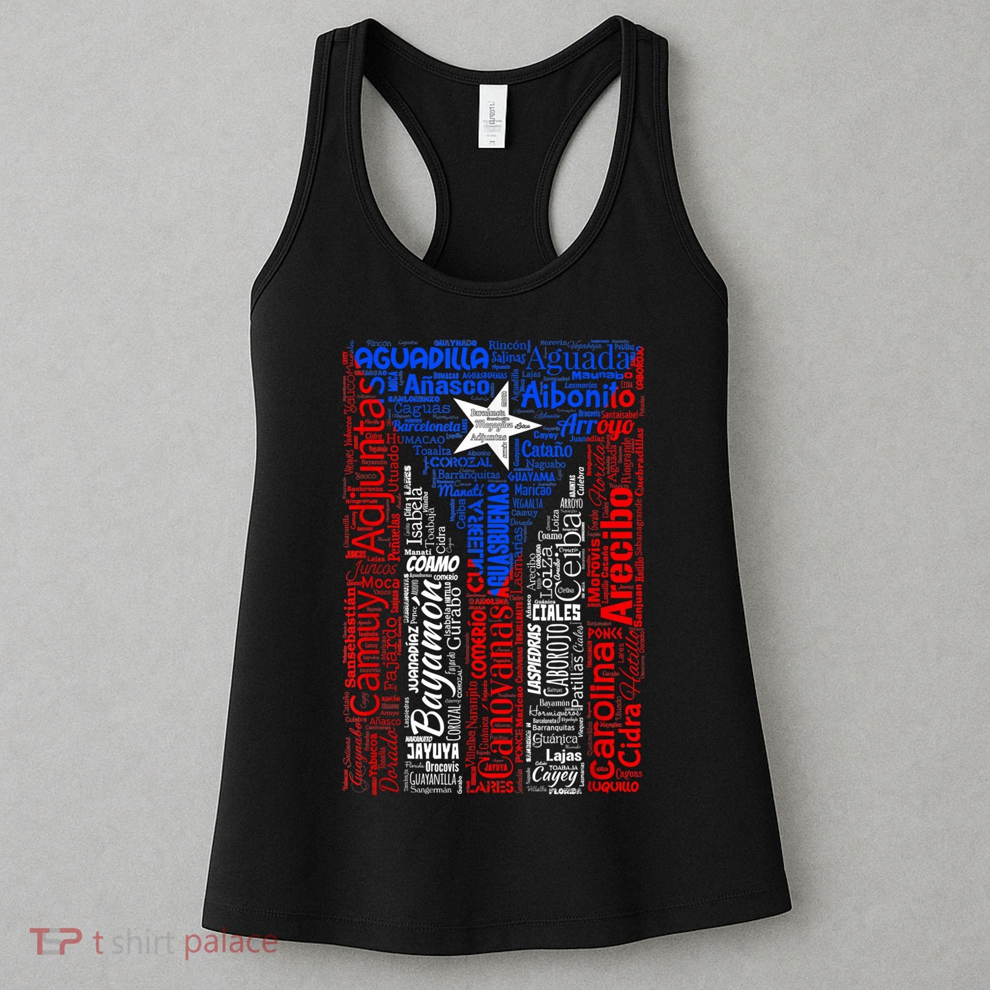 Puerto Rican Flag With Towns And Cities Of Puerto Rico Women's Tank Top