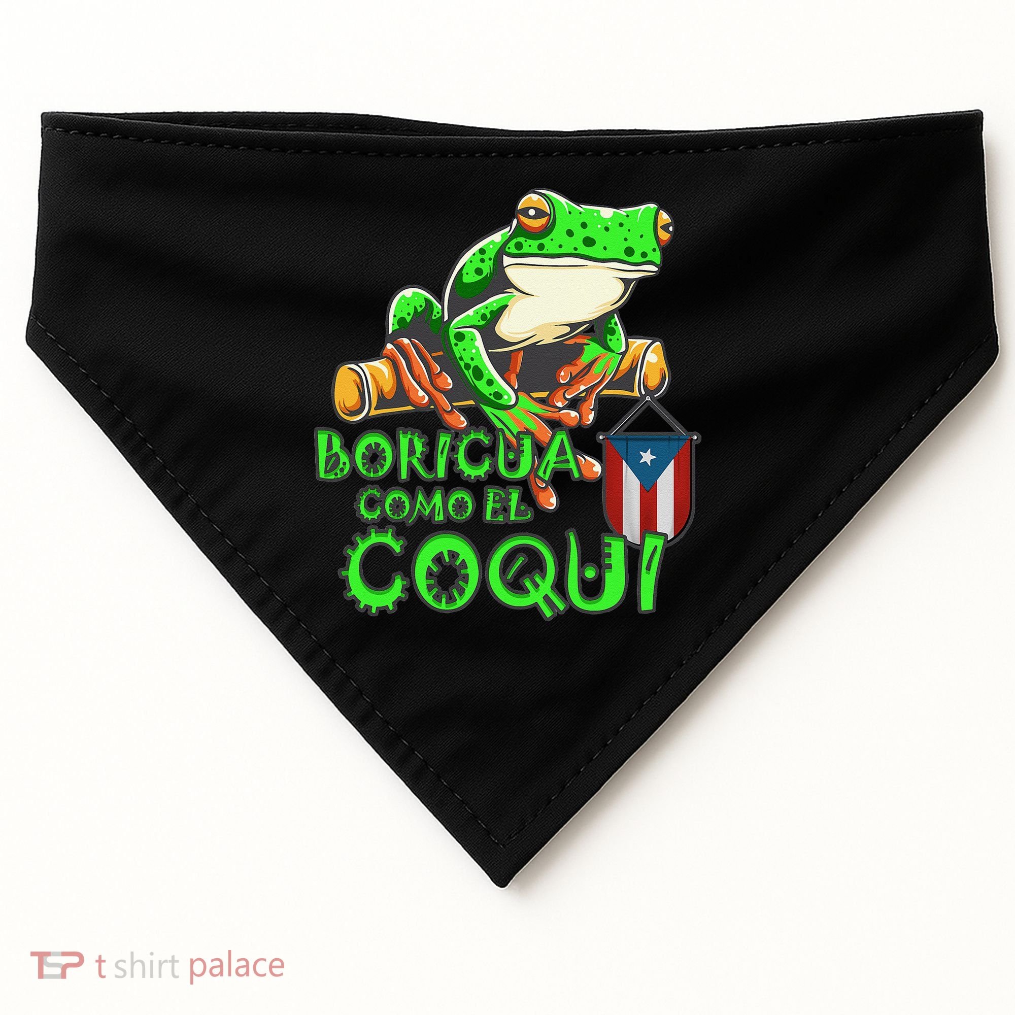 Puerto Rico Frog Puerto Rican Roots Coqui Taino Boricua Gift USA-Made Doggie Bandana
