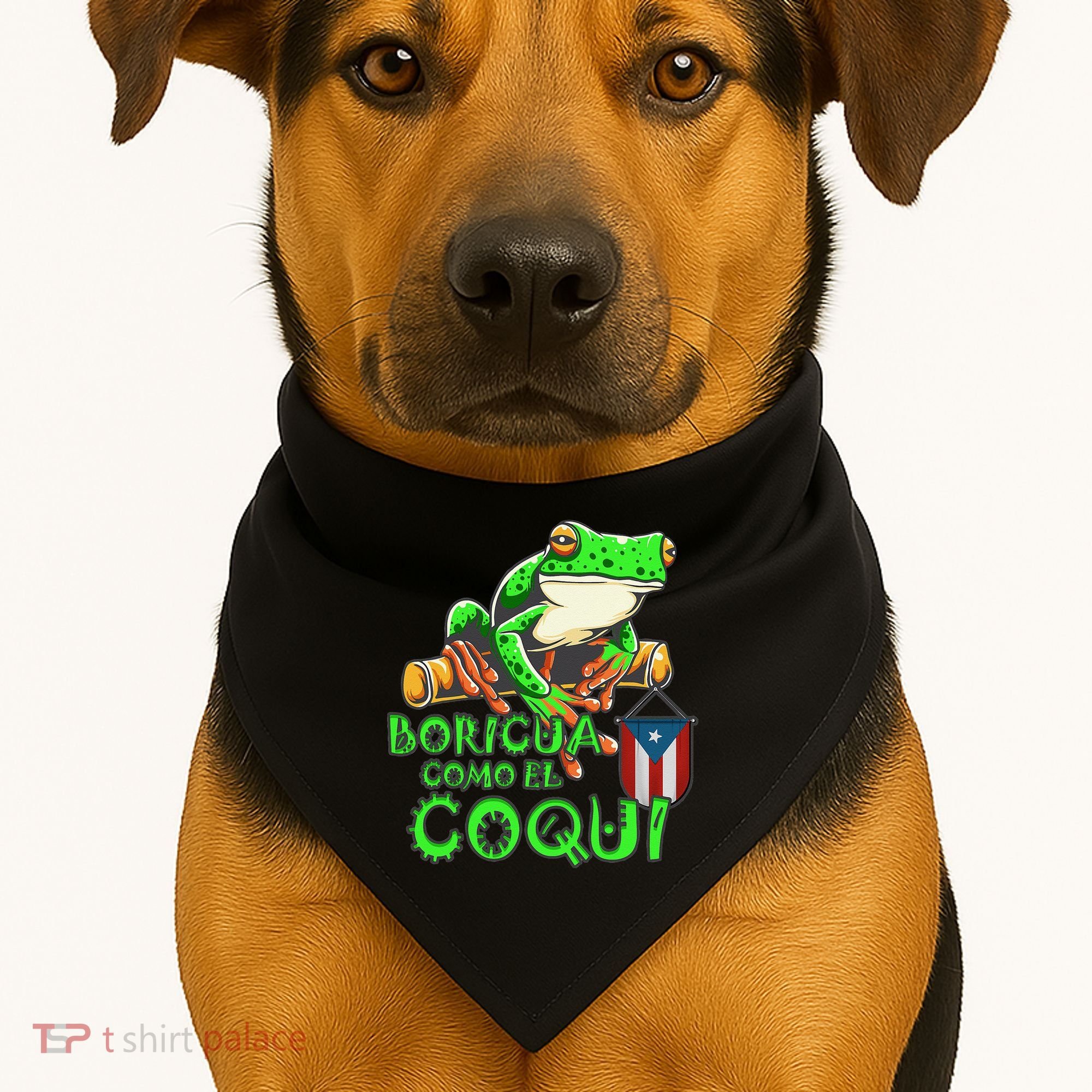 Puerto Rico Frog Puerto Rican Roots Coqui Taino Boricua Gift USA-Made Doggie Bandana