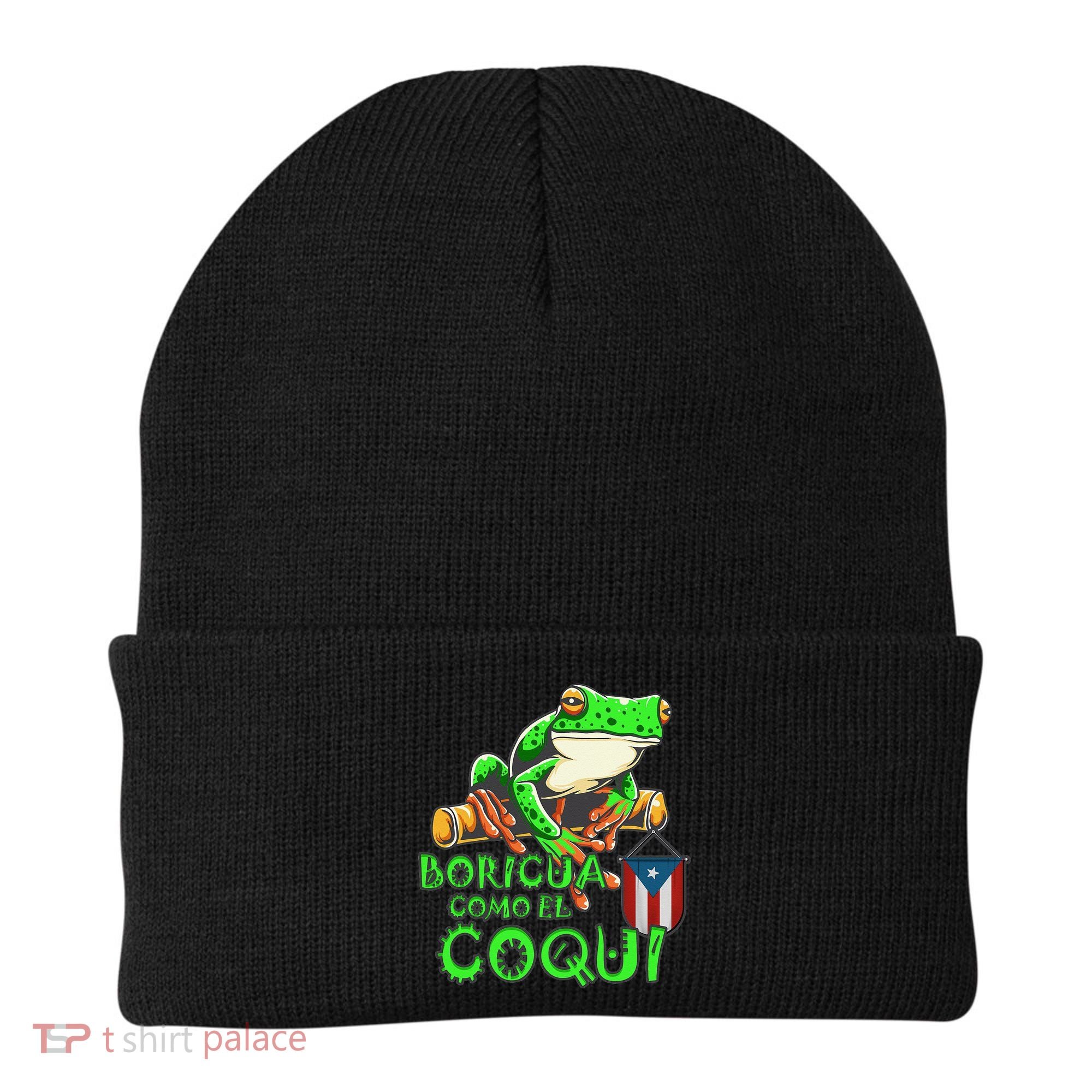 Puerto Rico Frog Puerto Rican Roots Coqui Taino Boricua Gift Beanie