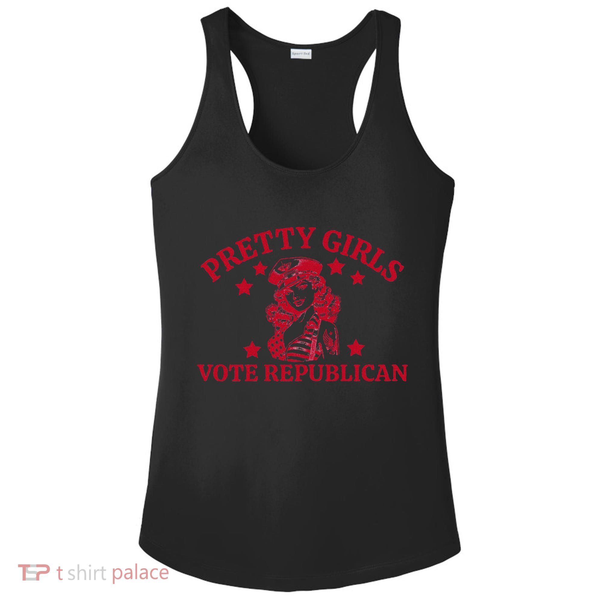 Prettyvote Republican Funny Conservative Patriotic Ladies PosiCharge Competitor Racerback Tank