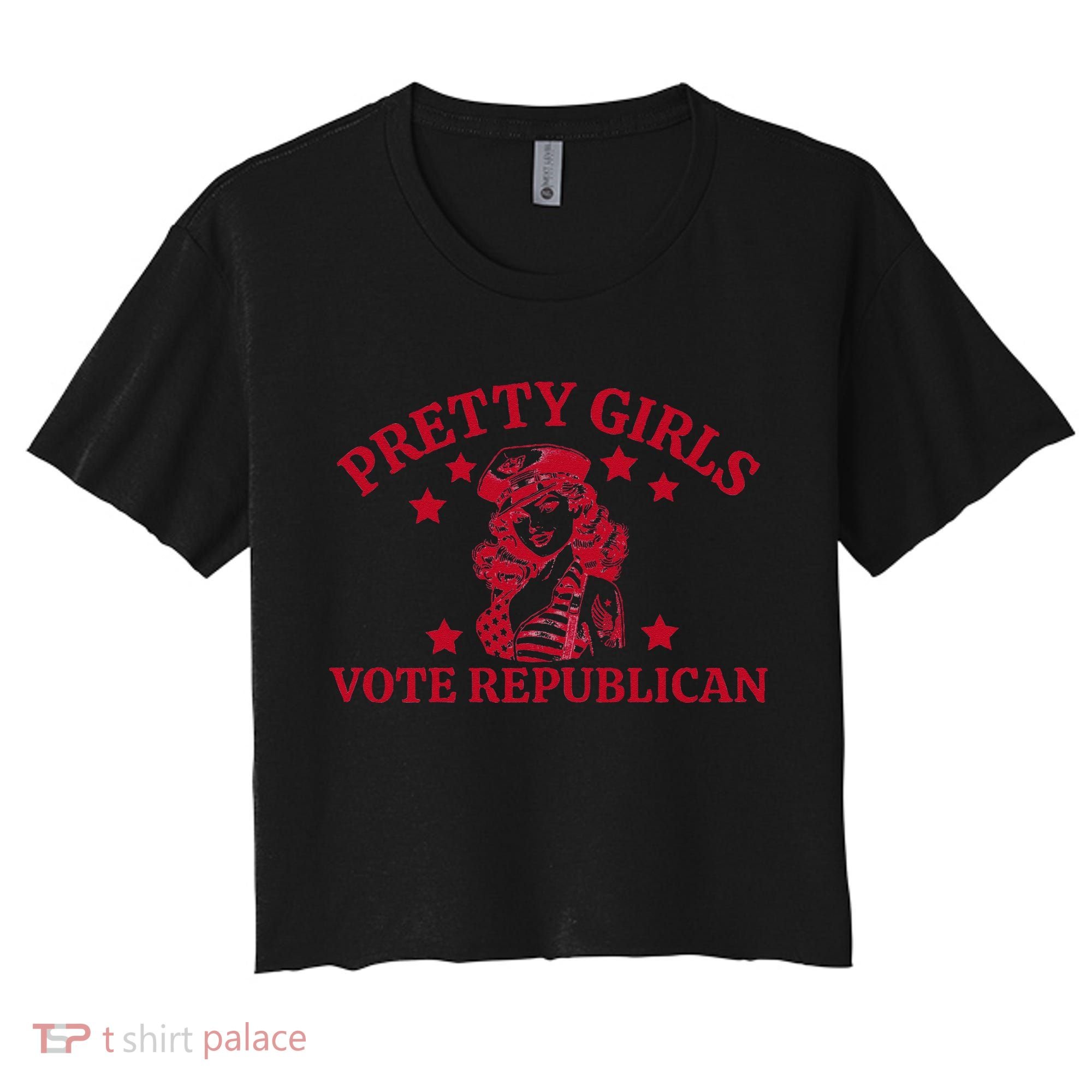 Prettyvote Republican Funny Conservative Patriotic Women's Crop Top Tee