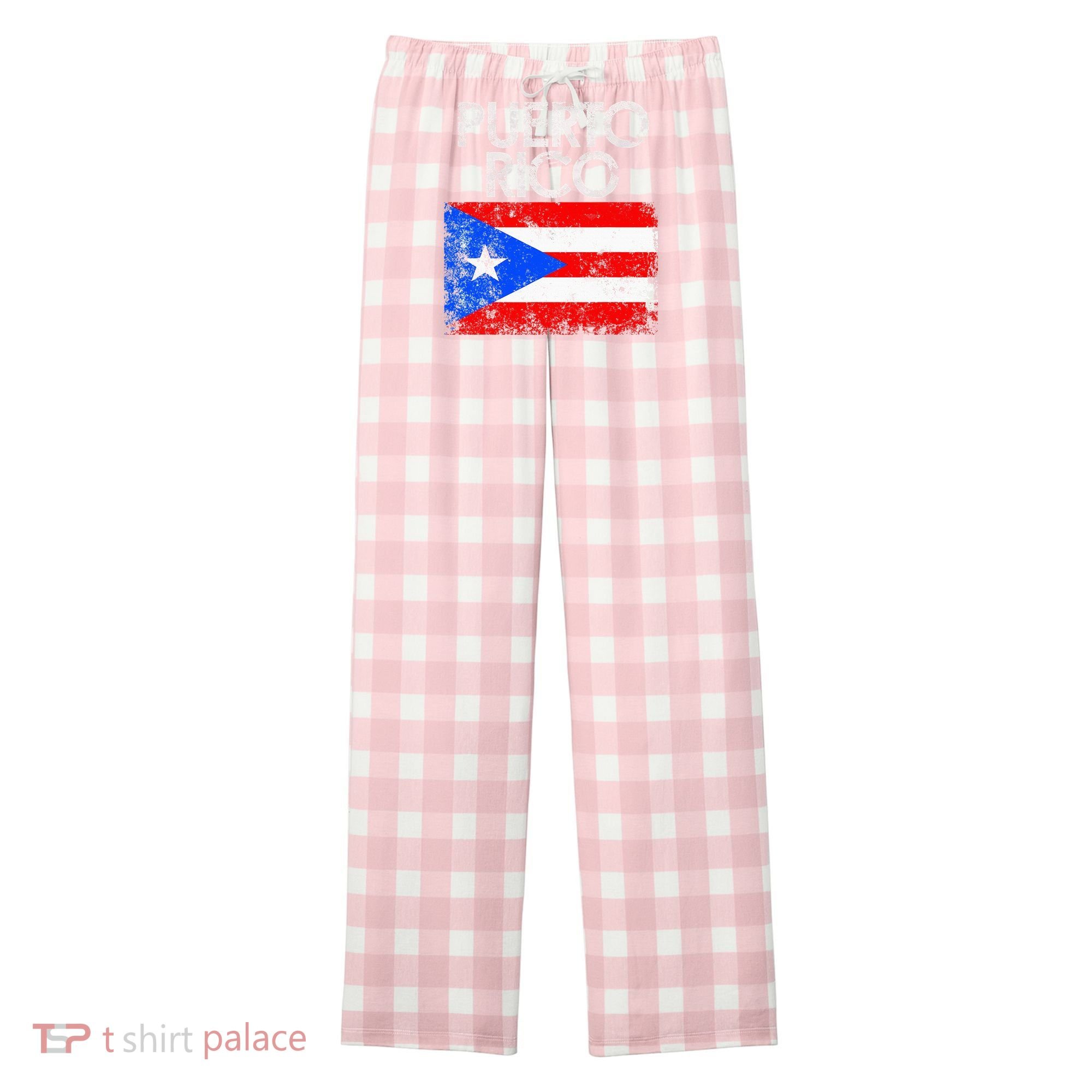 Puerto Rico Flag Pride Souvenir Retro Island Gift Women's Flannel Plaid Pajama Pants
