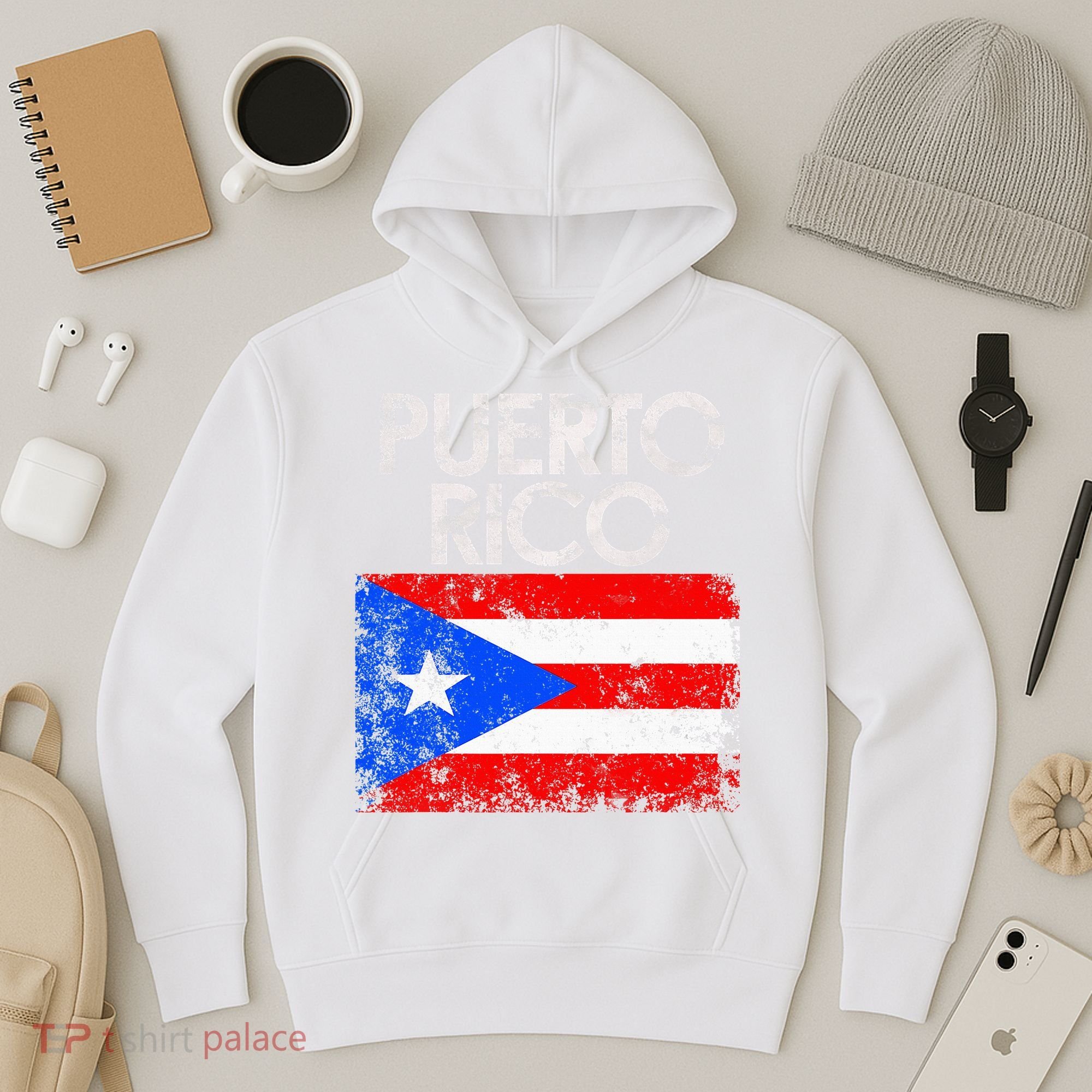 Puerto Rico Flag Pride Souvenir Retro Island Gift Hoodie