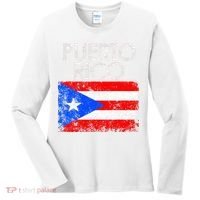 Puerto Rico Flag Pride Souvenir Retro Island Gift Women's Long Sleeve Shirt thumb 0