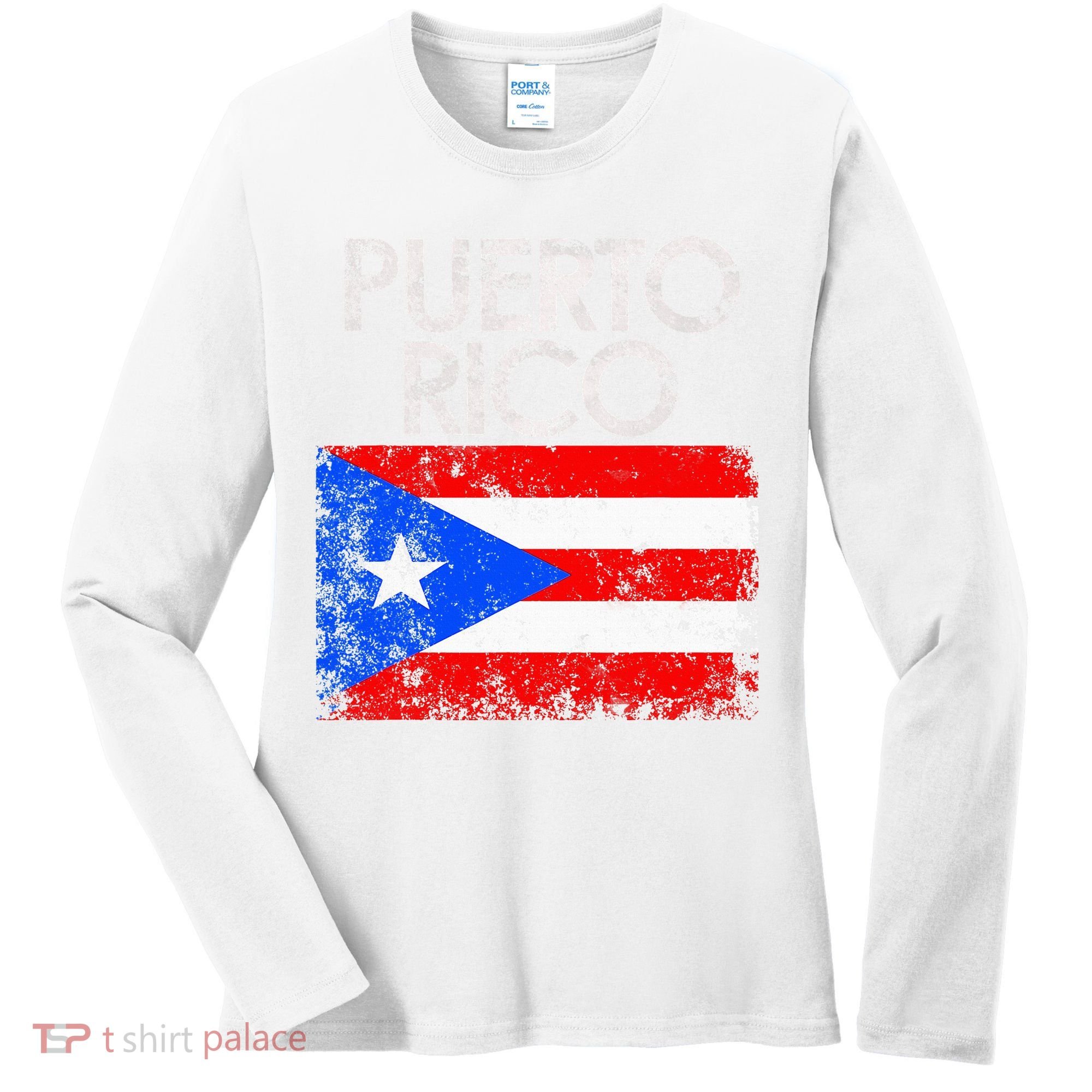Puerto Rico Flag Pride Souvenir Retro Island Gift Women's Long Sleeve Shirt