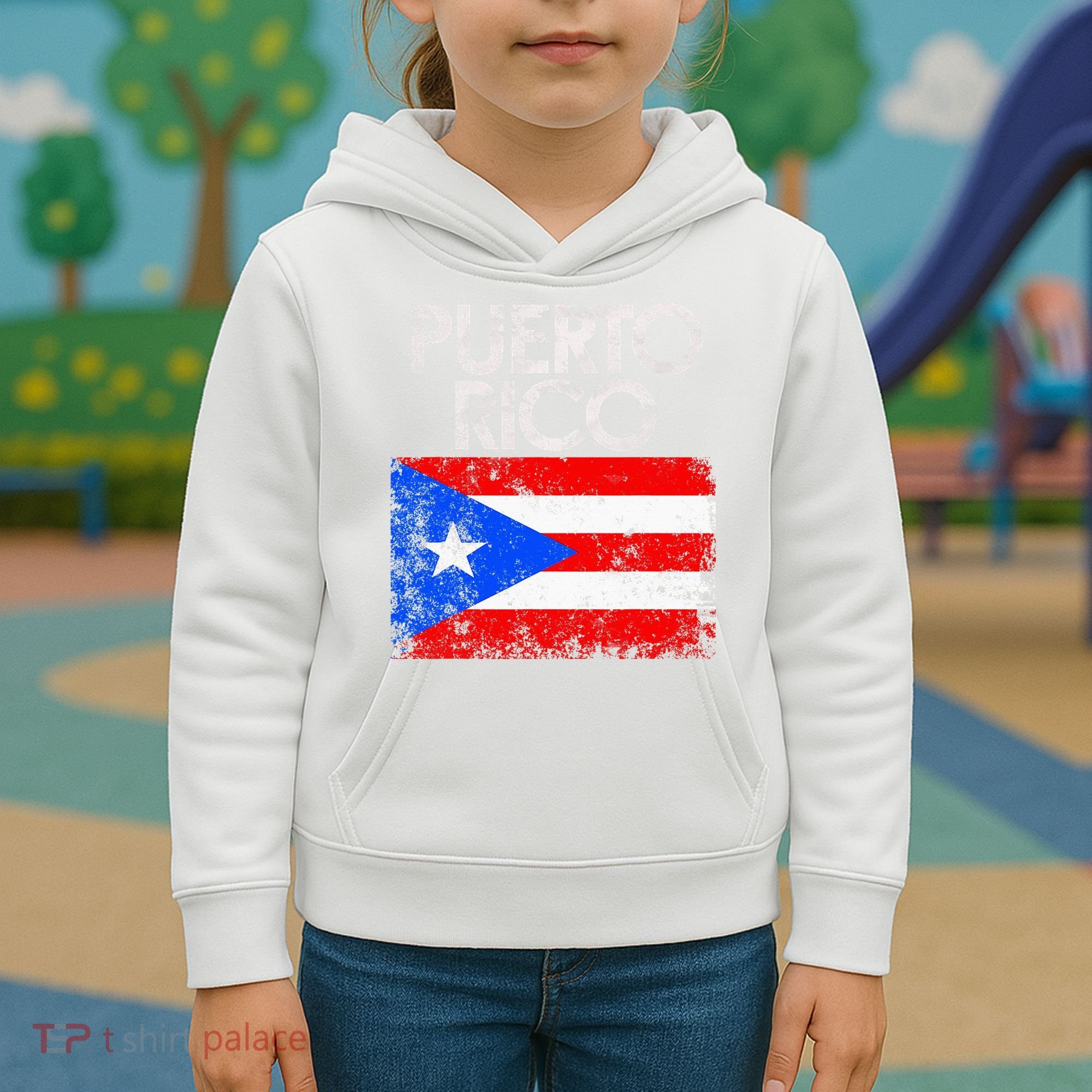 Puerto Rico Flag Pride Souvenir Retro Island Gift Kids Hoodie