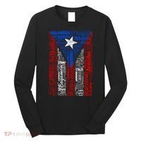 Puerto Rican Flag With Towns And Cities Of Puerto Rico Long Sleeve Shirt thumb 0