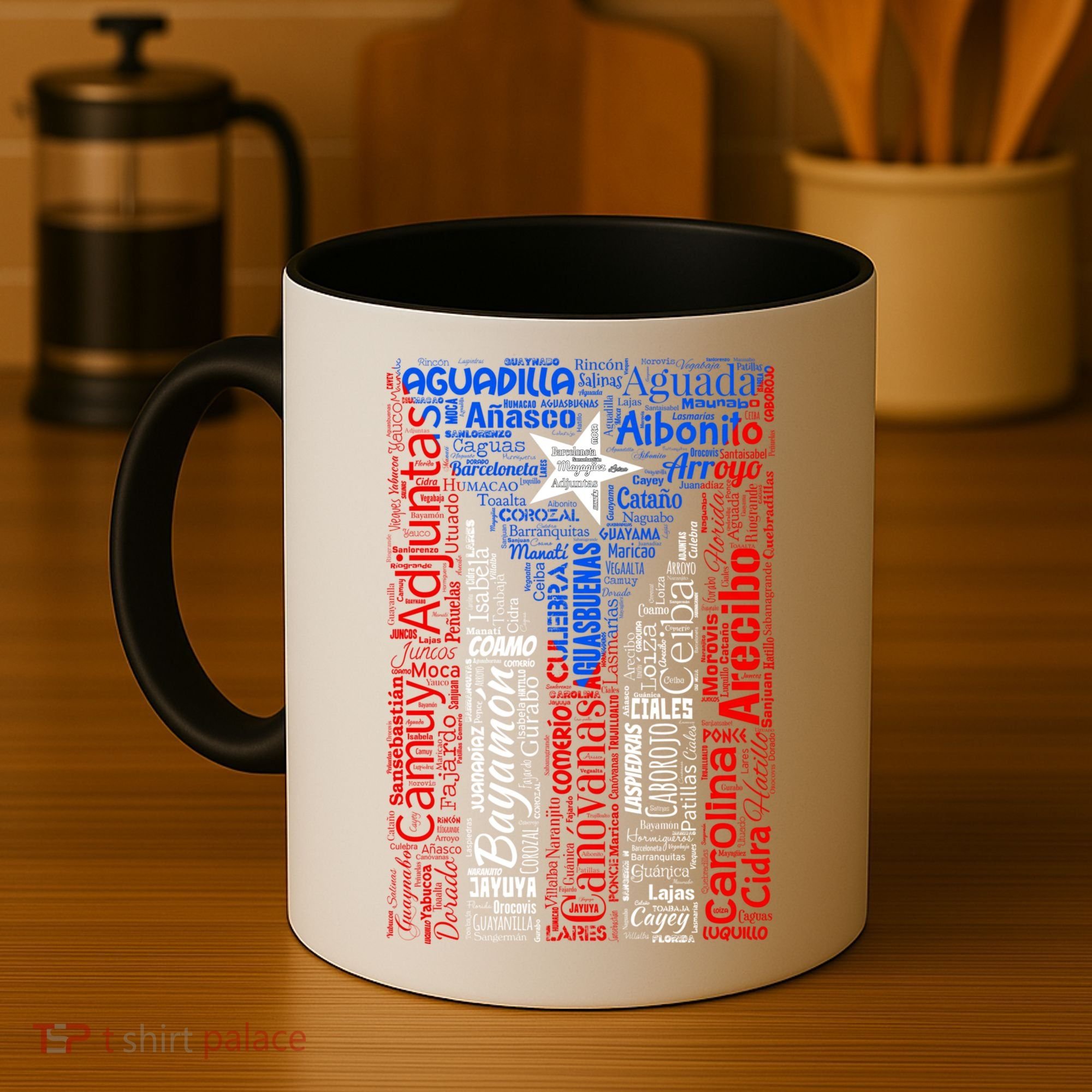 Puerto Rican Flag With Towns And Cities Of Puerto Rico Coffee Mug