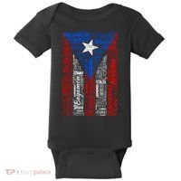Puerto Rican Flag With Towns And Cities Of Puerto Rico Baby Bodysuit thumb 0