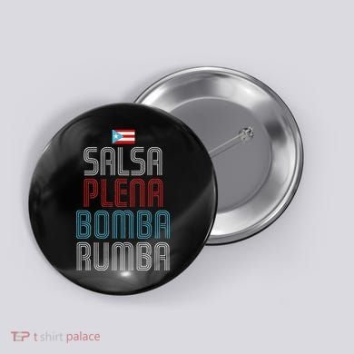 Puerto Rico Flag Music Salsa Plena Bomba Rumba Button