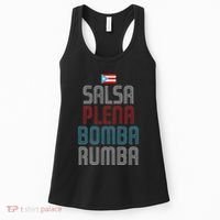 Puerto Rico Flag Music Salsa Plena Bomba Rumba Women's Tank Top thumb 0