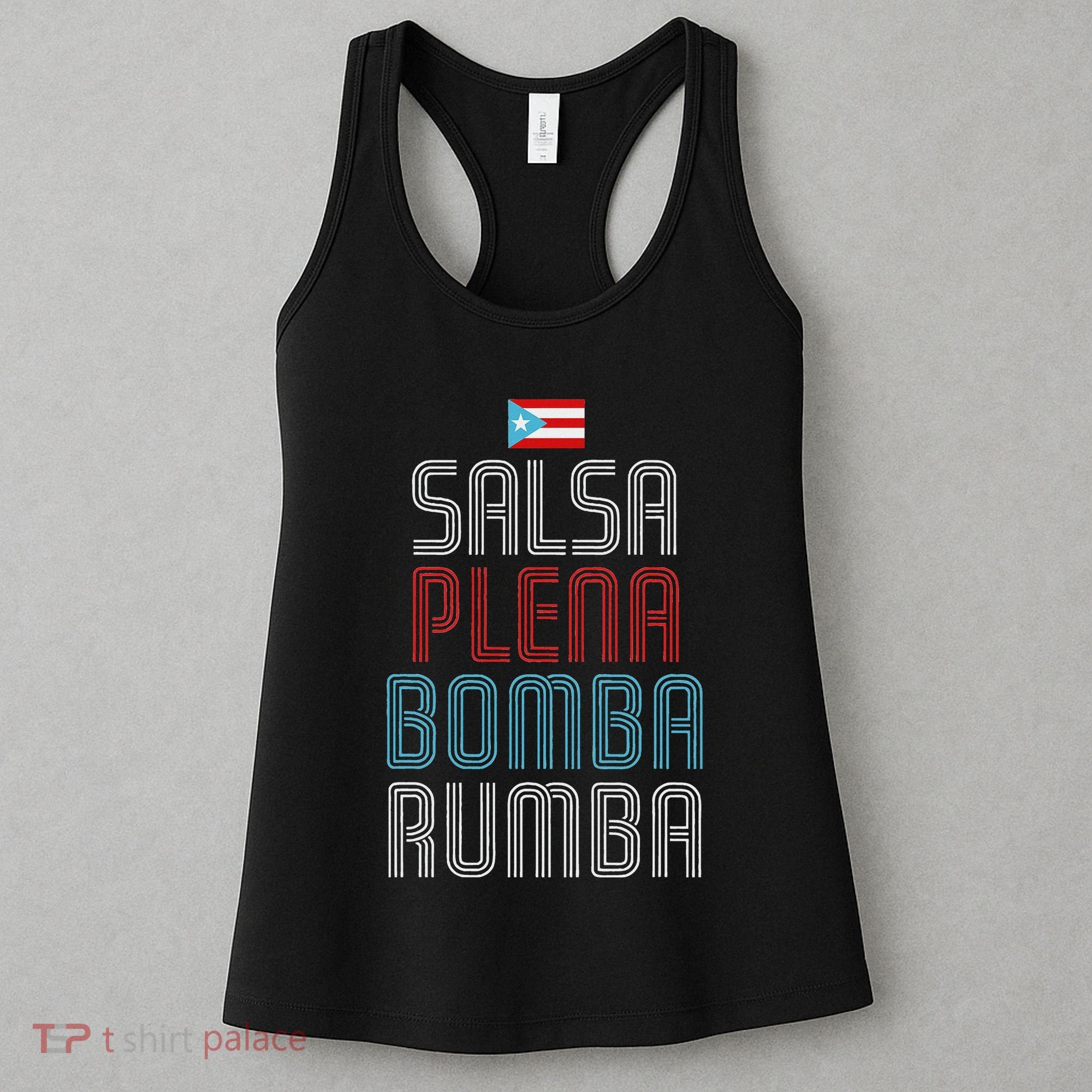 Puerto Rico Flag Music Salsa Plena Bomba Rumba Women's Tank Top