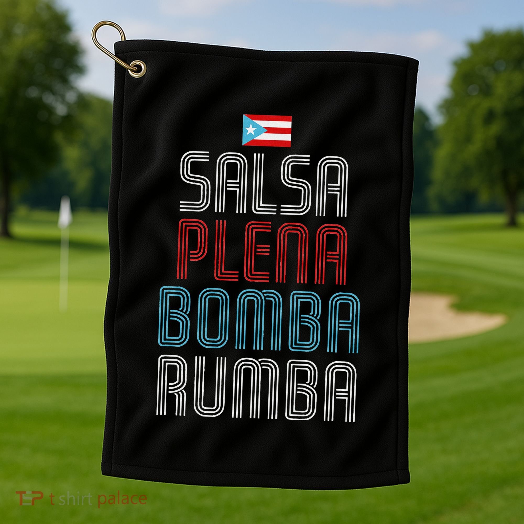 Puerto Rico Flag Music Salsa Plena Bomba Rumba Golf Towel