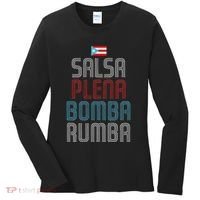 Puerto Rico Flag Music Salsa Plena Bomba Rumba Women's Long Sleeve Shirt thumb 0