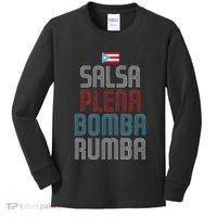 Puerto Rico Flag Music Salsa Plena Bomba Rumba Kids Long Sleeve Shirt thumb 0