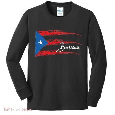 Puerto Rico Flag Boricua Kids Long Sleeve Shirt