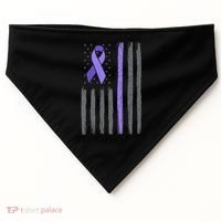 Purple Ribbon Flag Testicular Cancer Awareness Gift USA-Made Doggie Bandana thumb 0
