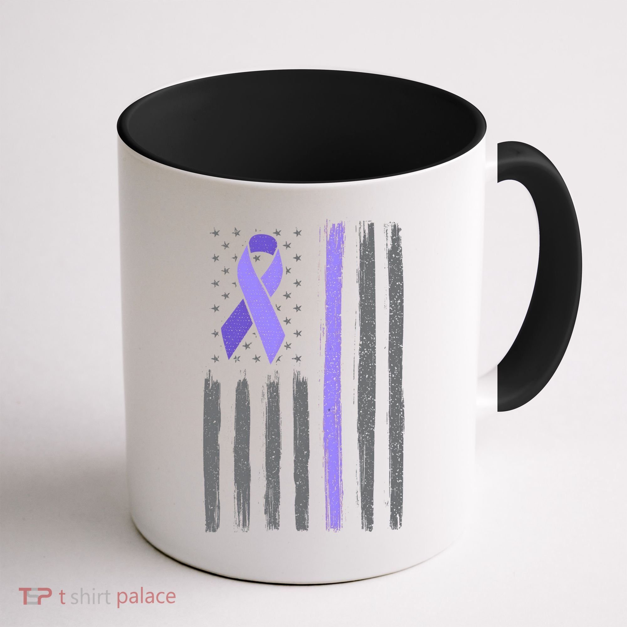 Purple Ribbon Flag Testicular Cancer Awareness Gift Coffee Mug