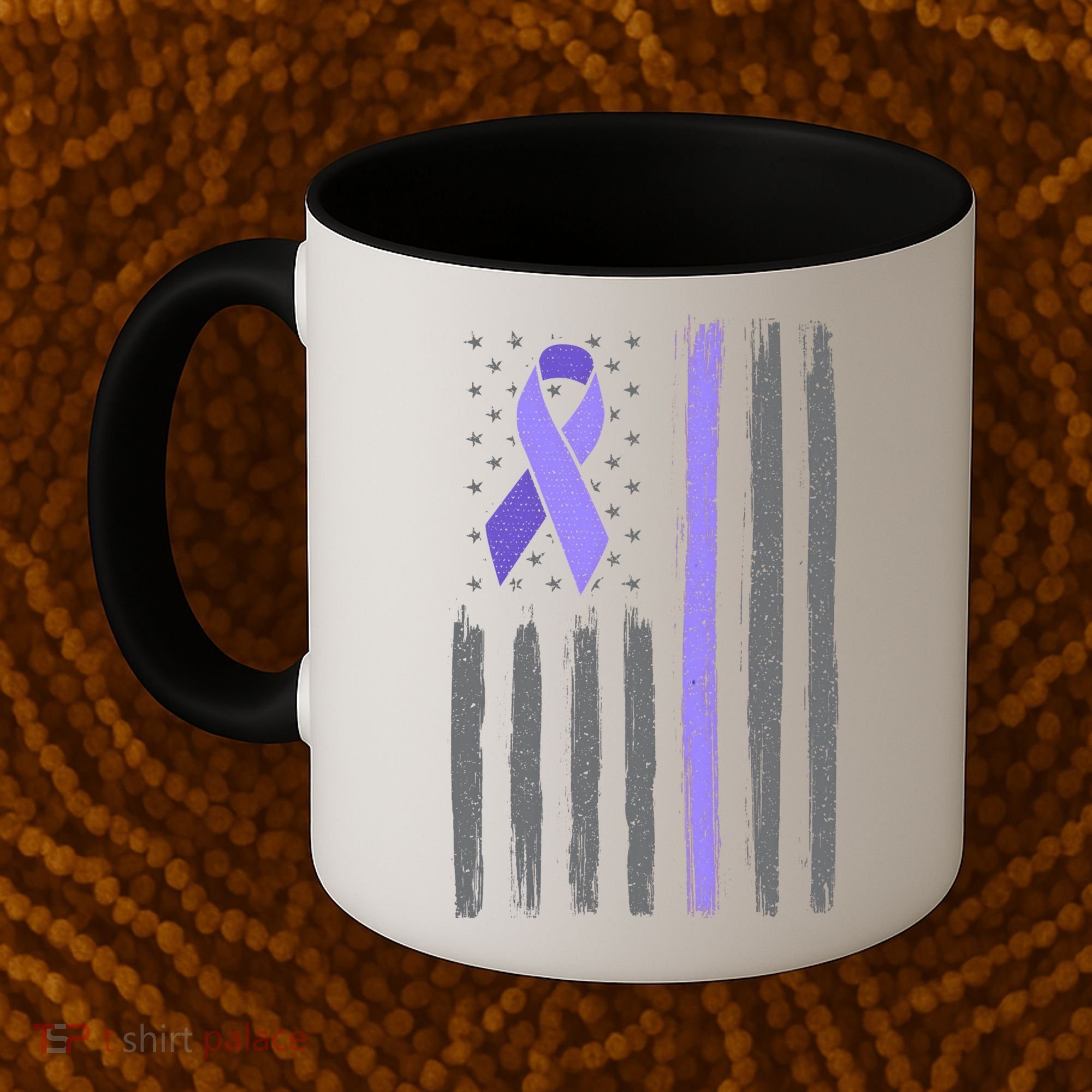 Purple Ribbon Flag Testicular Cancer Awareness Gift Coffee Mug