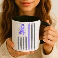 Purple Ribbon Flag Testicular Cancer Awareness Gift Coffee Mug thumb 3