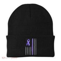 Purple Ribbon Flag Testicular Cancer Awareness Gift Beanie thumb 0