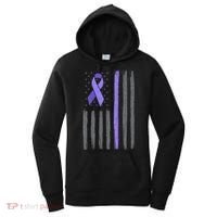 Purple Ribbon Flag Testicular Cancer Awareness Gift Women's Hoodie thumb 0